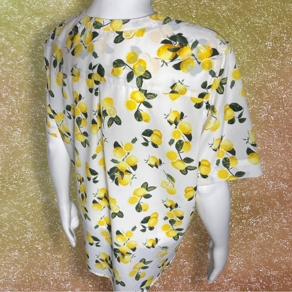 Dalia Lemon Button Down Top Size Medium with Kim Rogers Dangle Earrings - Picture 10 of 14